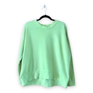 Aerie Neon Yellow Green Boxy Crewneck Sweatshirt Size Medium FLAWED
